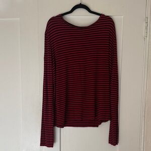 Weekday Red and Black Striped Short Sleeve Tee